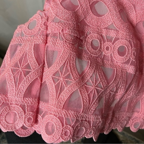 Dondup Camica Prunella Embroidered Mesh Pink Crop Top 44 - Picture 5 of 10